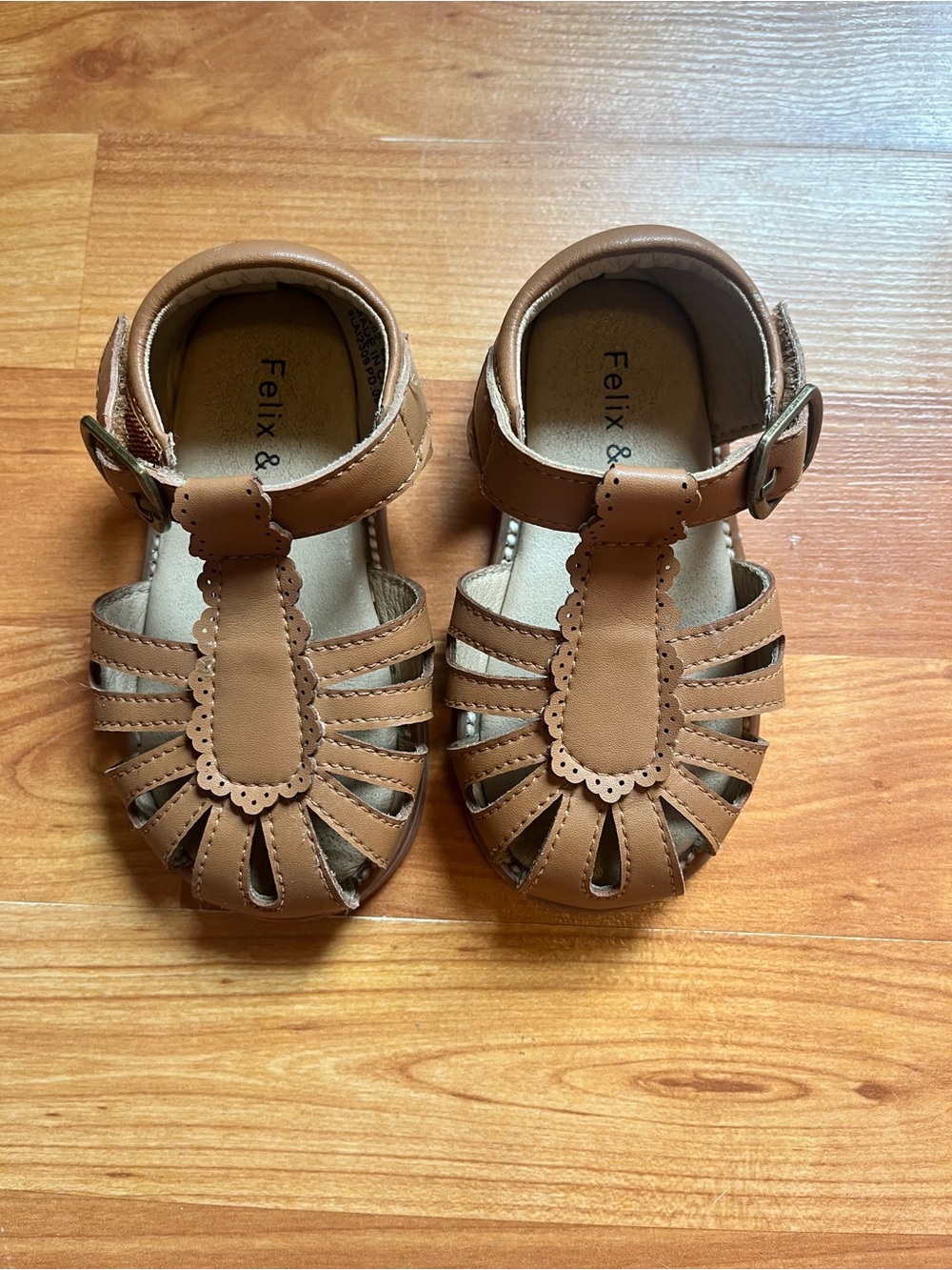 Brown Felix and Flora Girls' T-Strap Sandals Summer